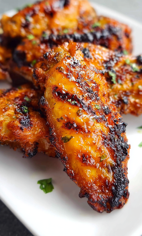 A close up of a piece of chicken with sauce on it.