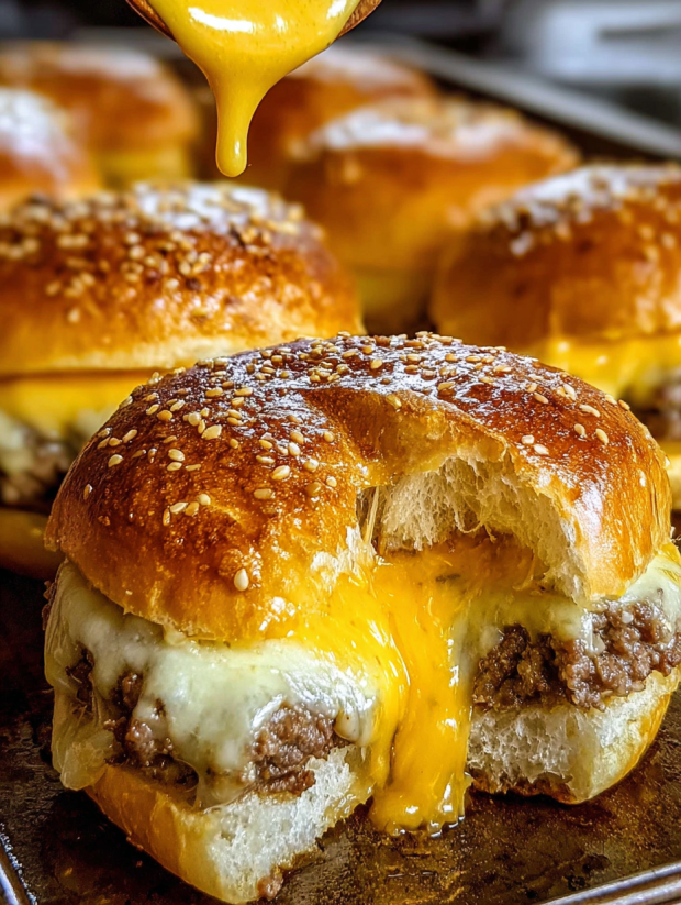 A close up of a garlic parmesan burger bomb.