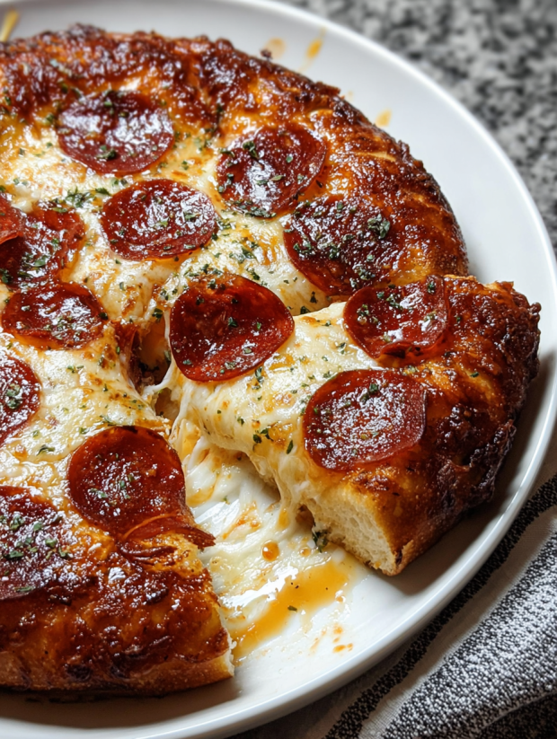 A slice of pepperoni pizza on a white plate.