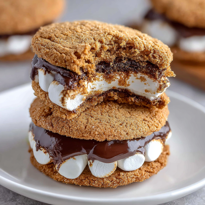 A chocolate and marshmallow sandwich cookie.