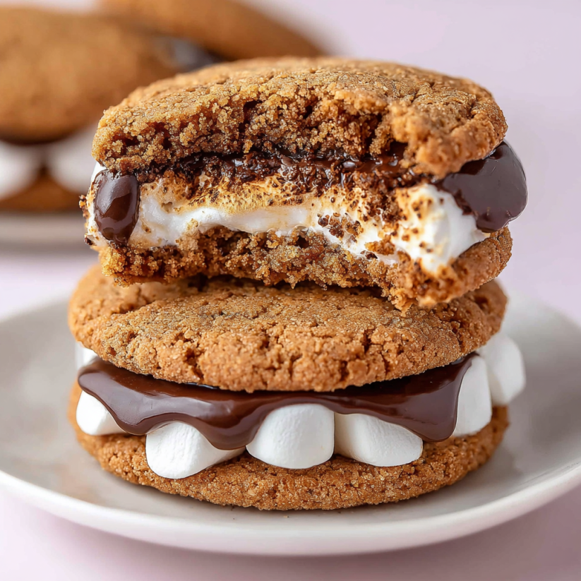 A chocolate and white frosted cookie sandwich.