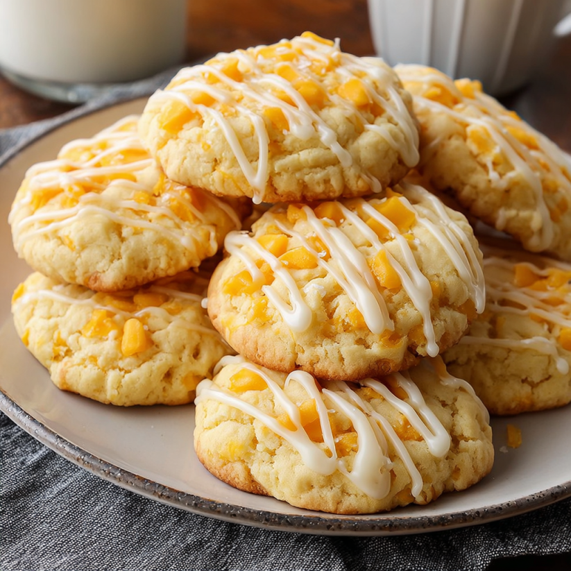 A plate of soft chewy creamsicle orange cookies.
