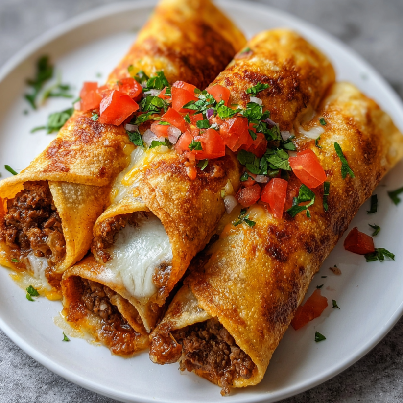 A plate of food with two burritos on it.