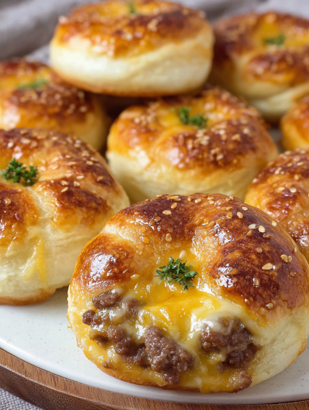 A plate of steak cheese stuffed pretzels.