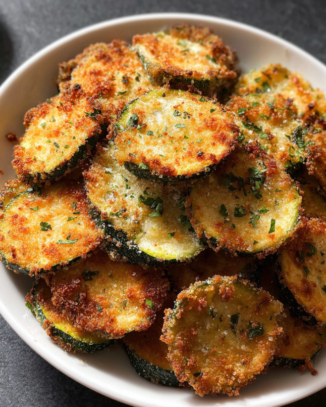 A bowl of fried zucchini.