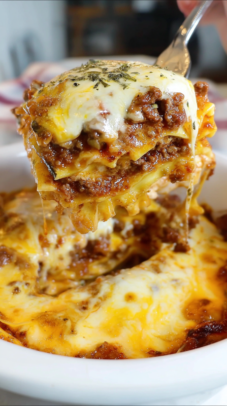 A close up of a delicious lasagna.