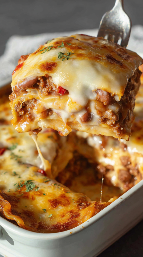 A slice of Easy Taco Lasagna.