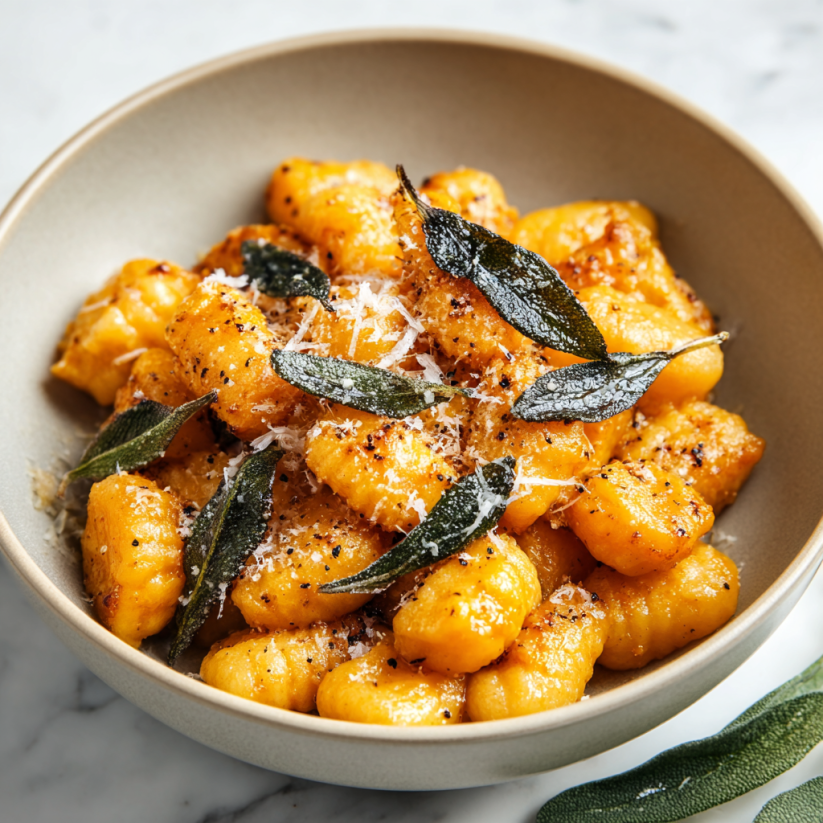 A bowl of pasta with cheese and herbs.