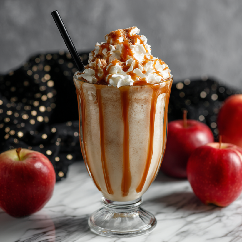 A glass of caramel apple ice cream.