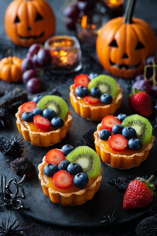 Jack-o'-Lantern Orange Fruit Cups.