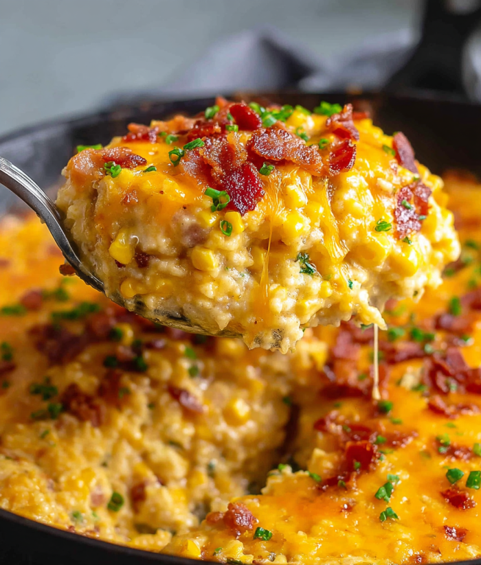 A spoon is in a bowl of food.