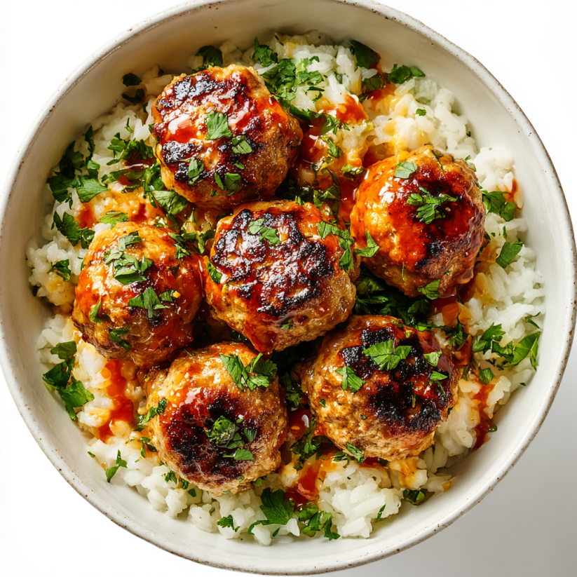 A bowl of meatballs with sauce on top.