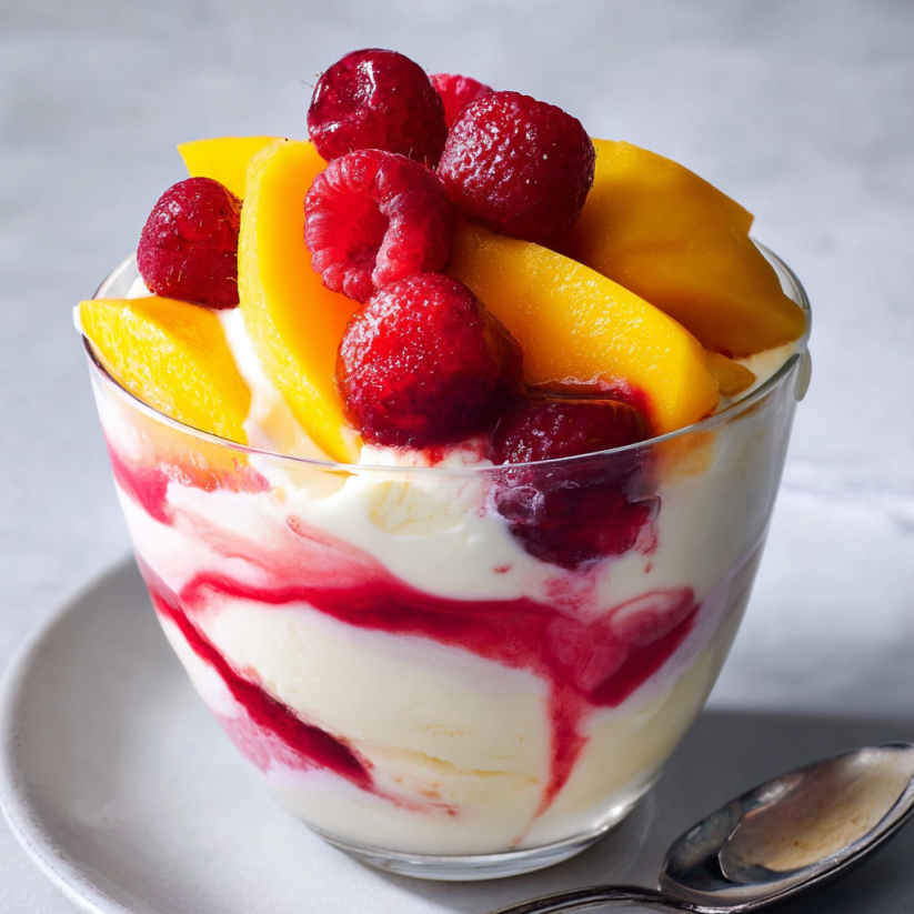 A glass of Peach Melba.