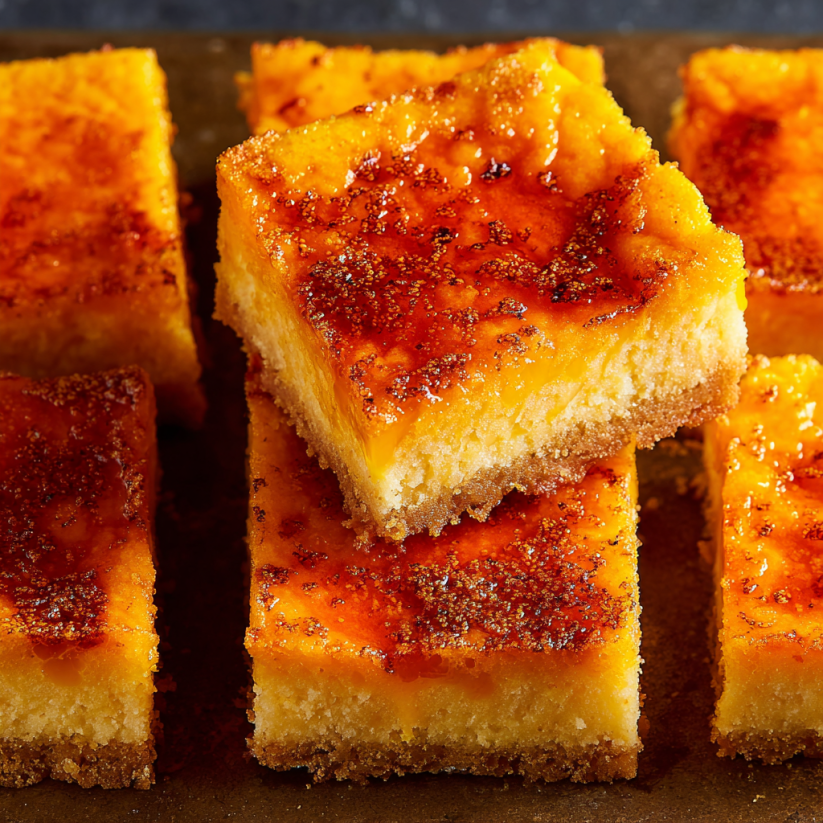 A square piece of cake on a plate.