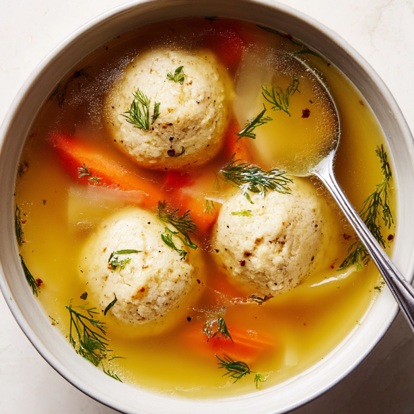 A bowl of soup with meatballs and carrots.