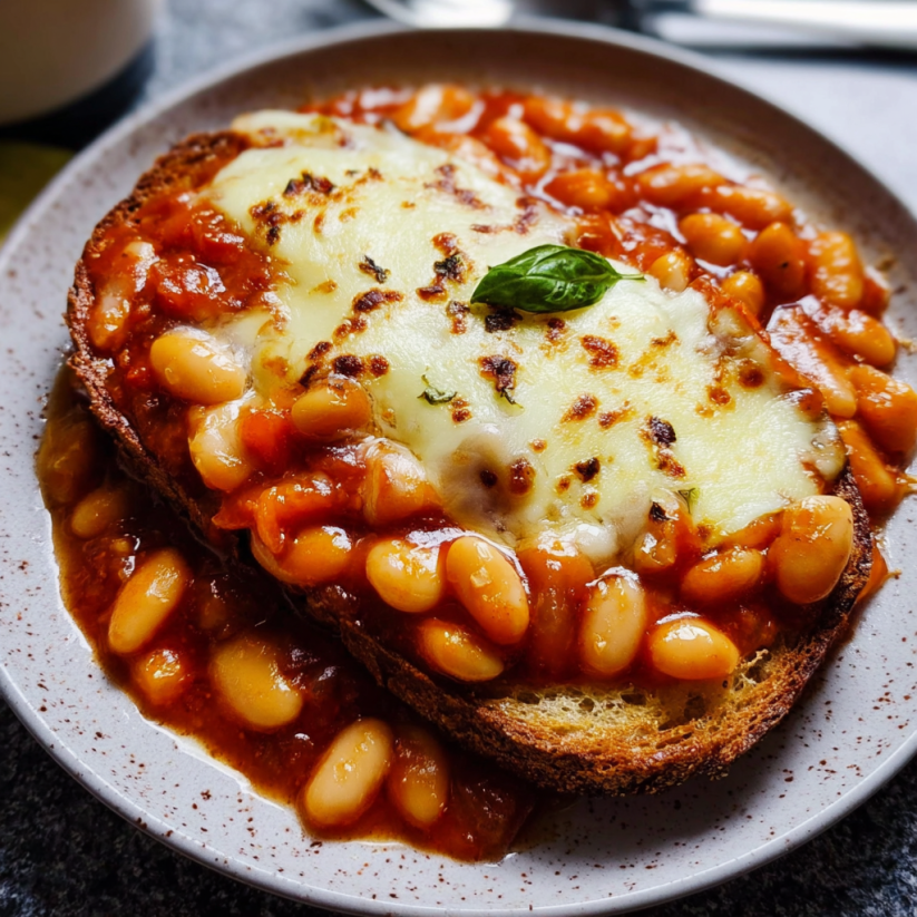 A plate of food with beans and cheese.