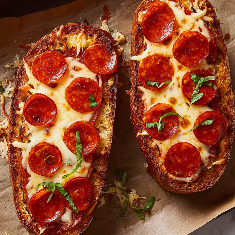 Two slices of pepperoni pizza on a paper towel.