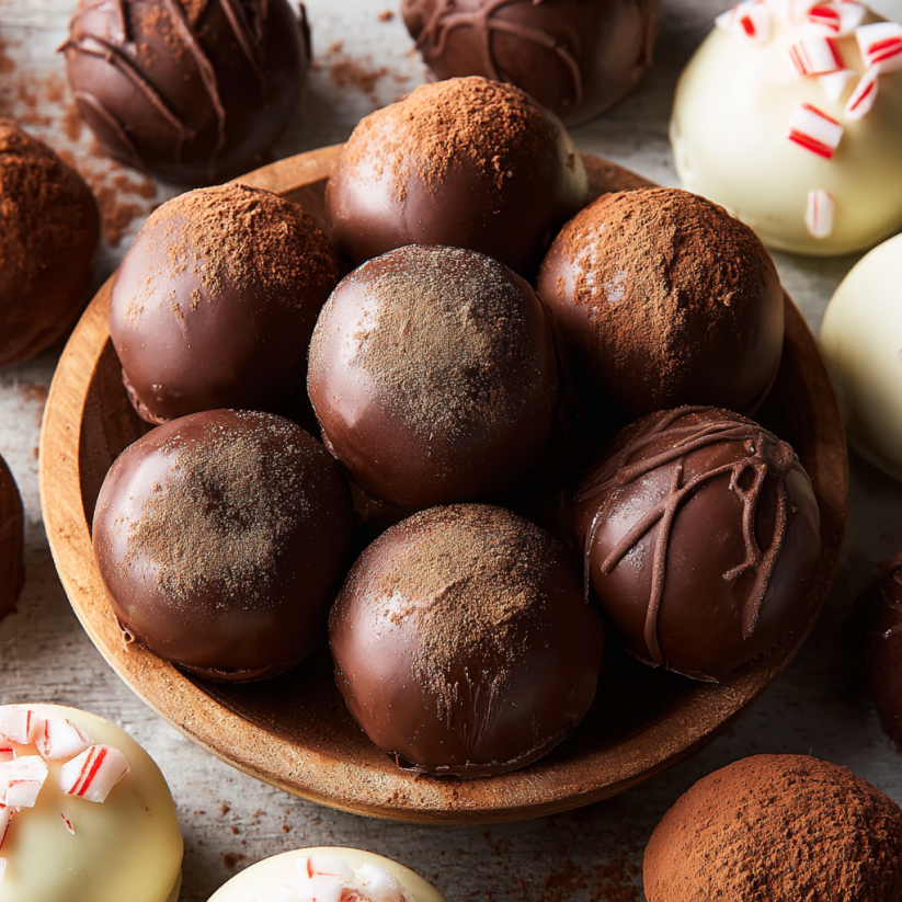 A bowl of chocolate truffles.