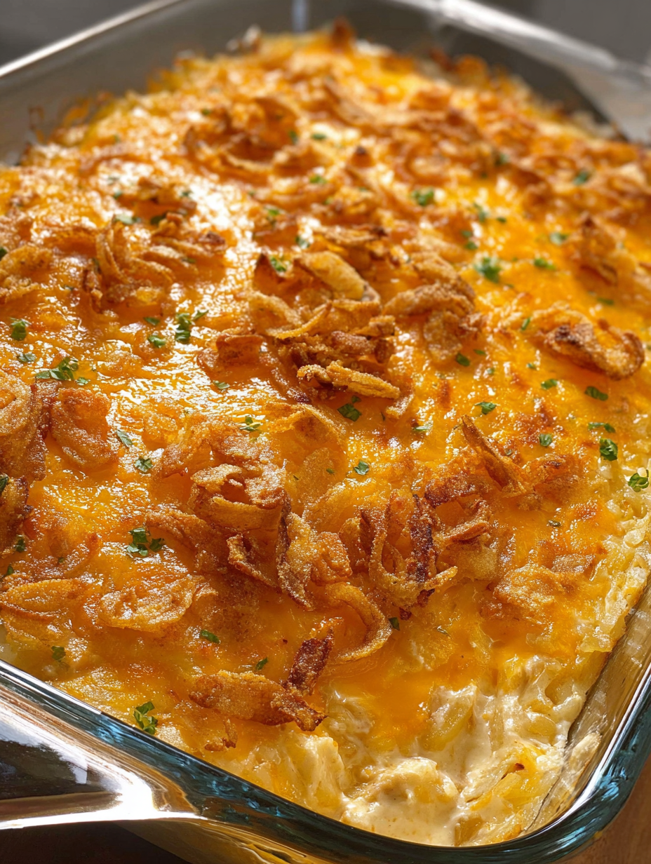 A French Onion Chicken Hashbrown Casserole.