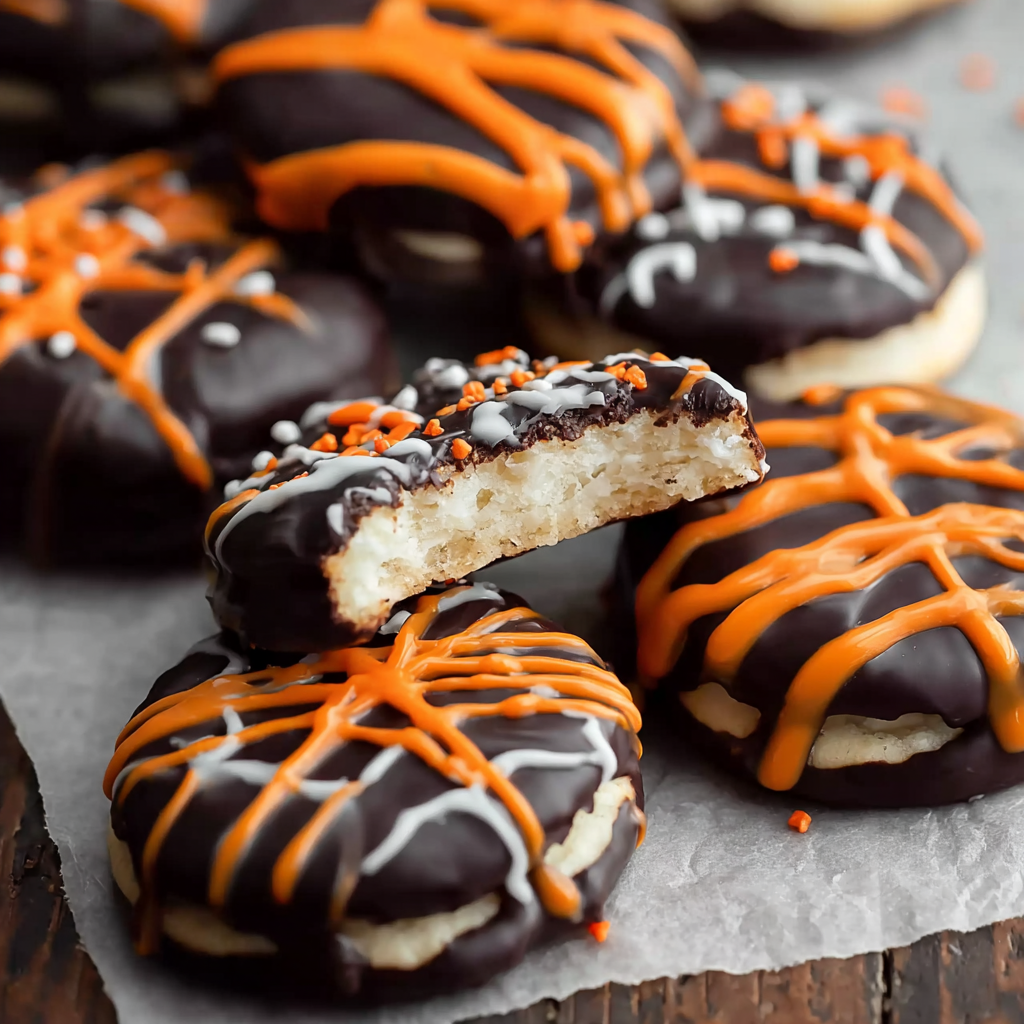 Halloween crackers with orange and black stripes.