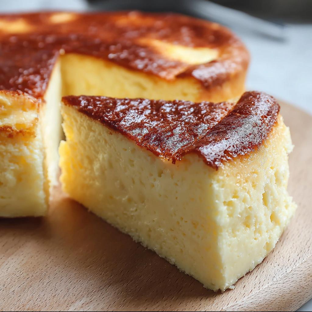 A slice of a 3 ingredient creamy yogurt cake.