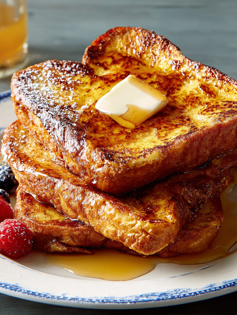 French toast with butter and syrup.