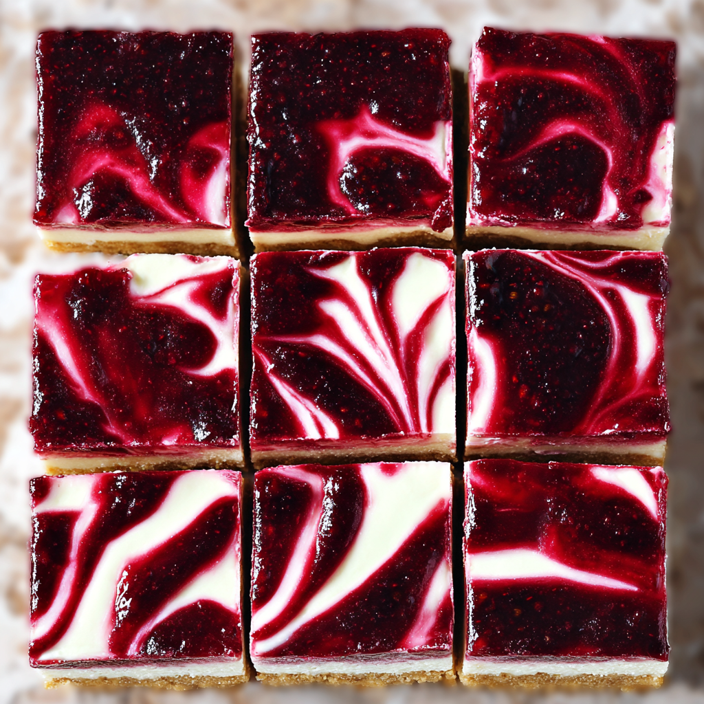 A square of blackberry cheesecake bars.