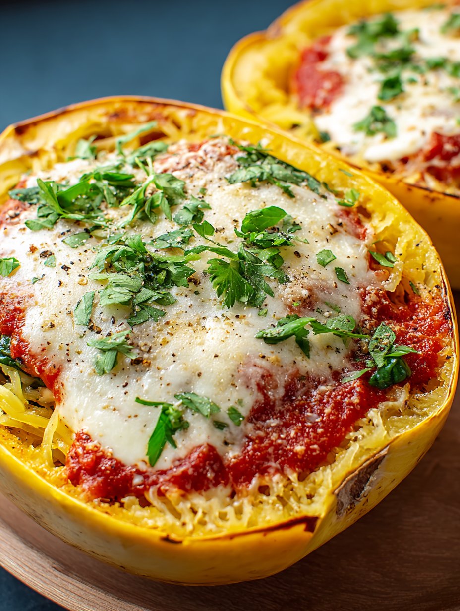 A close up of a dish with spaghetti squash and cheese.