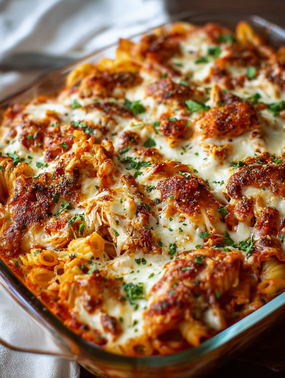 A delicious chicken Parmesan casserole.