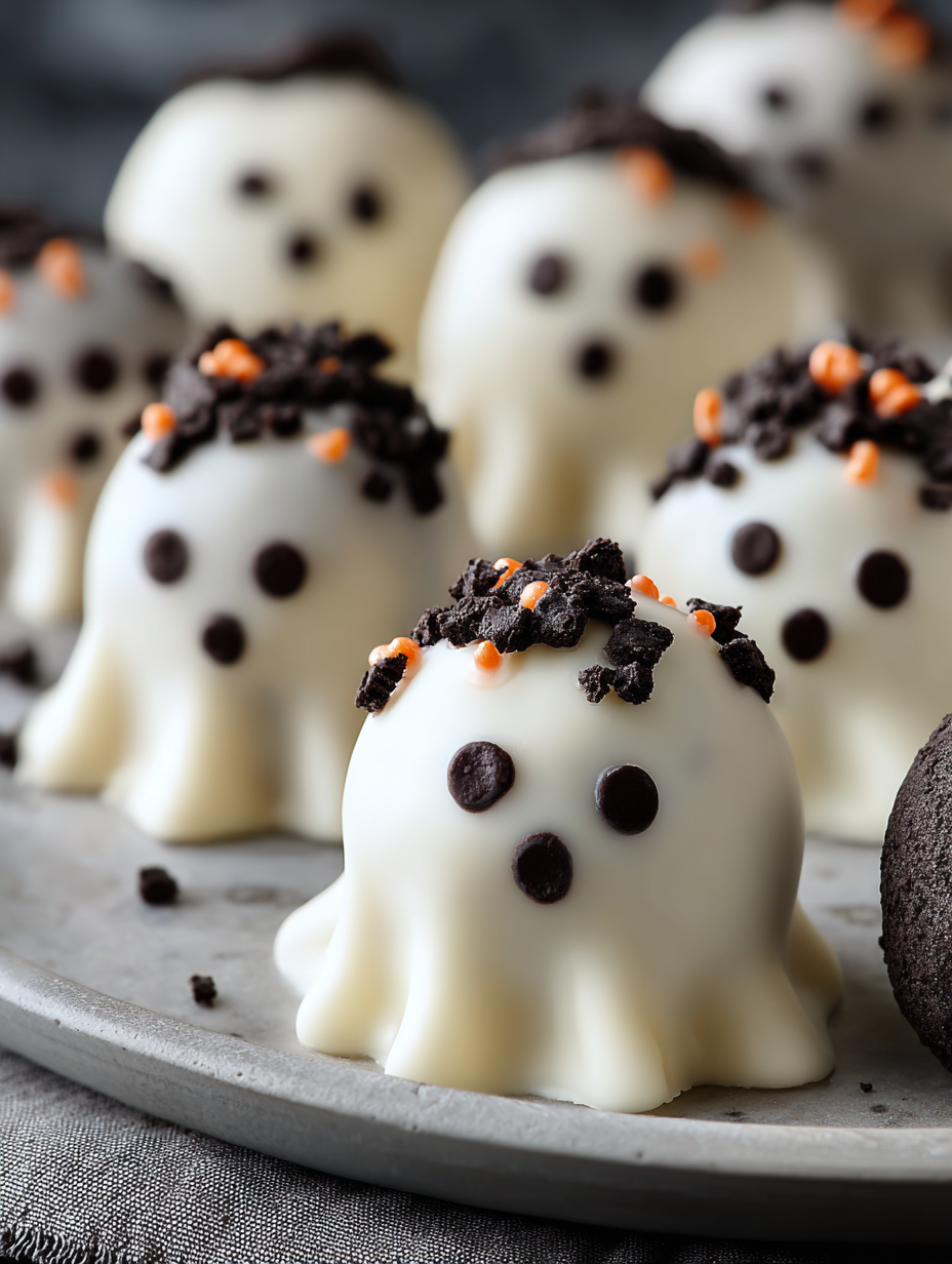A plate of ghost oreo balls.
