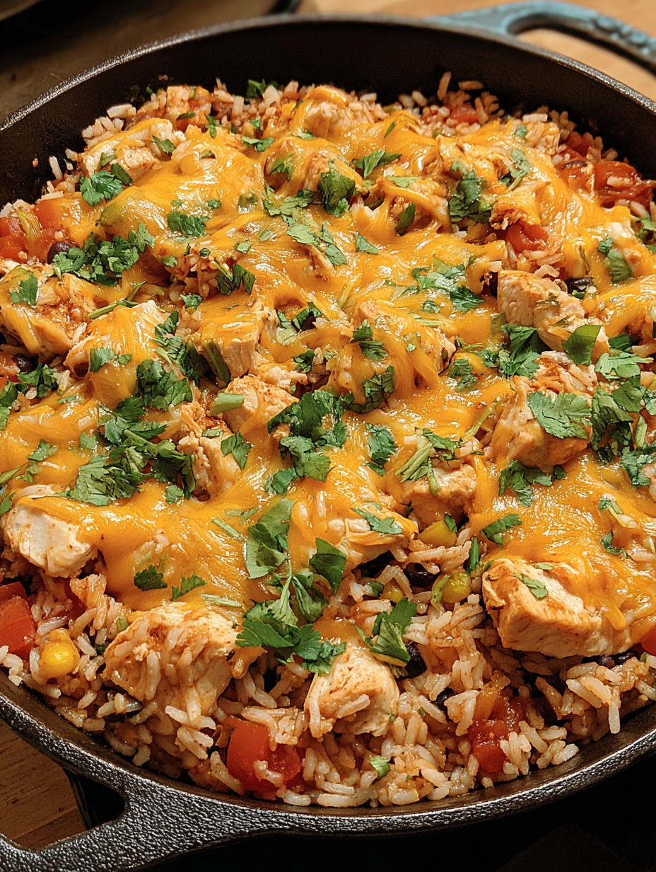 A delicious Mexican Chicken and Rice Bake Recipe.