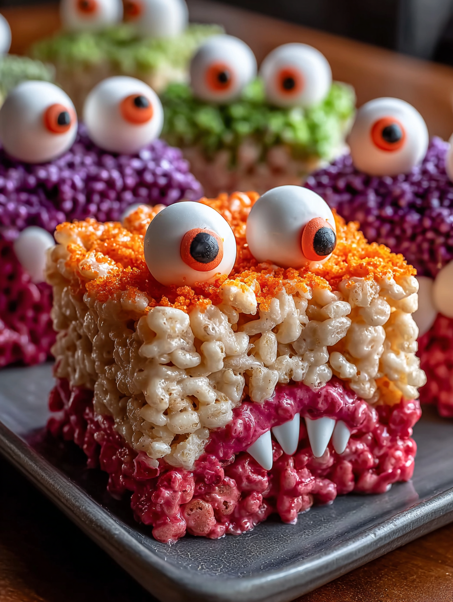 A Halloween monster made of Rice Krispies.