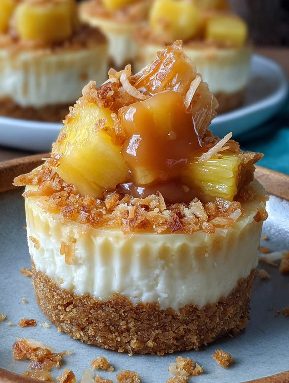 A slice of cheesecake with pineapple and coconut on top.