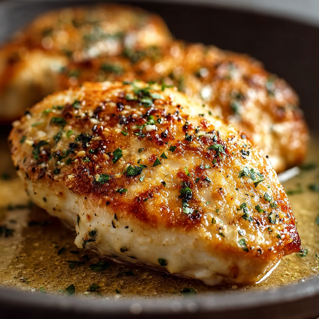 A plate of chicken with herbs and spices.