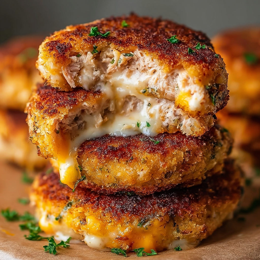 A stack of tuna melt patties.