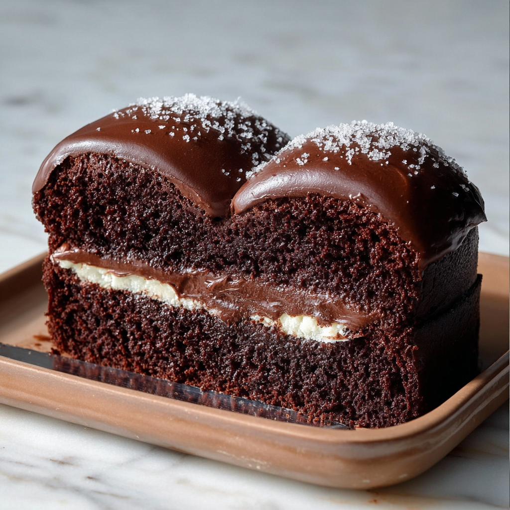 A slice of chocolate cake with white frosting.