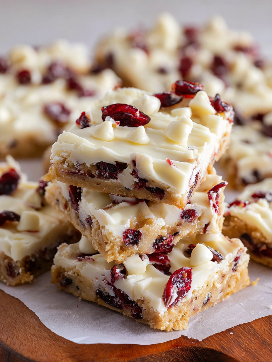 A stack of Cranberry Bliss Bars.