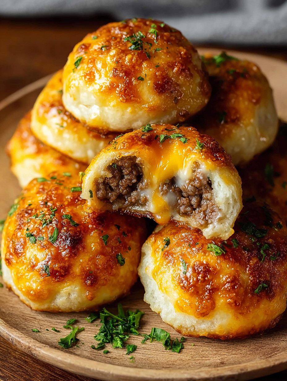 Garlic Parmesan Cheeseburger Bombs Recipe.