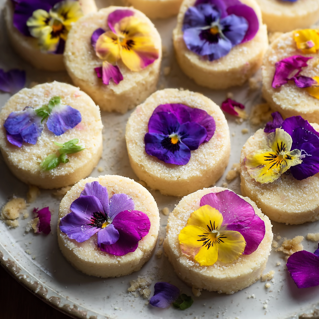 A plate of spring flower shortbread cookies.