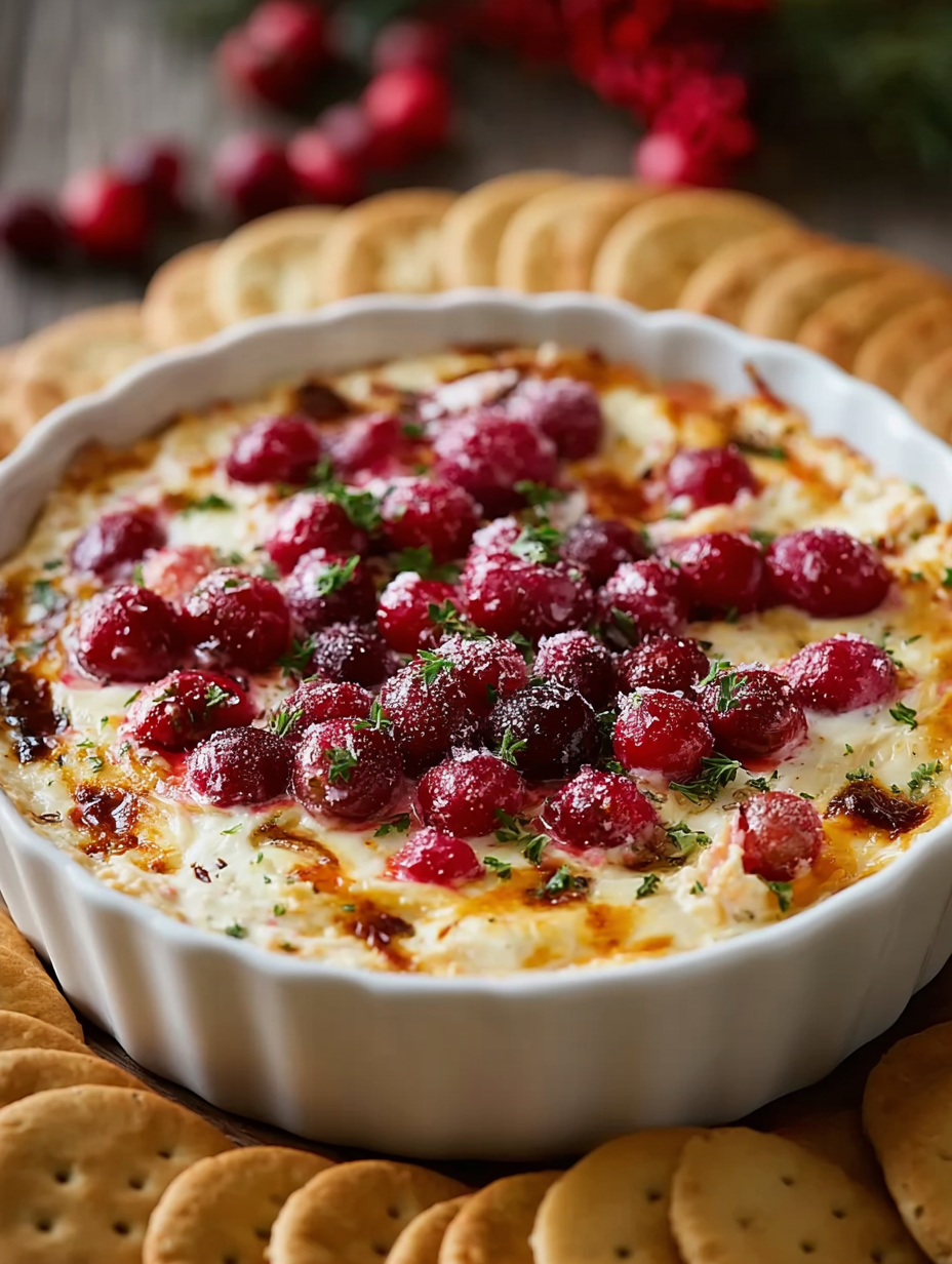 A white bowl filled with a creamy cranberry dip.