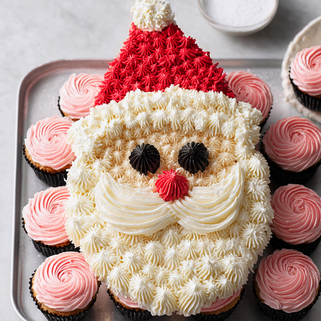 A cake shaped like Santa Claus.