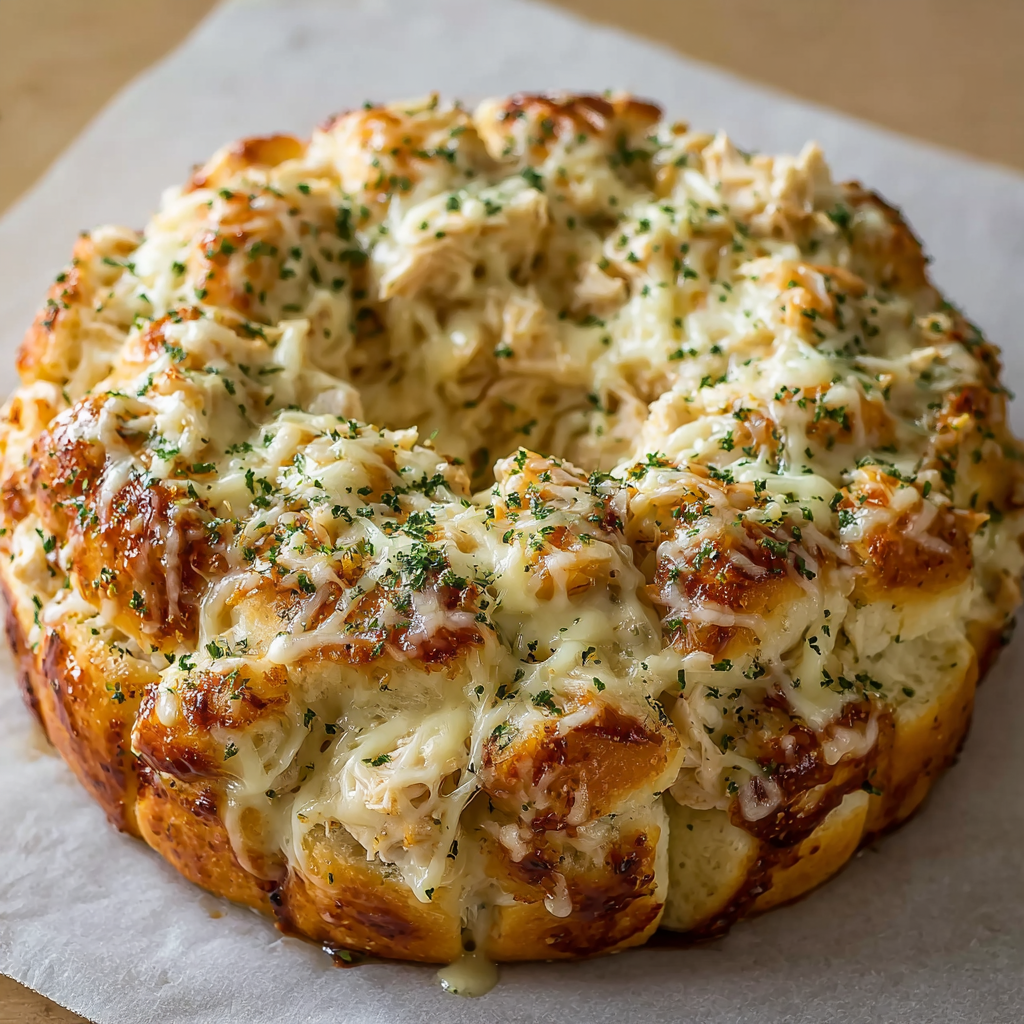 A baked chicken Alfredo monkey bread.