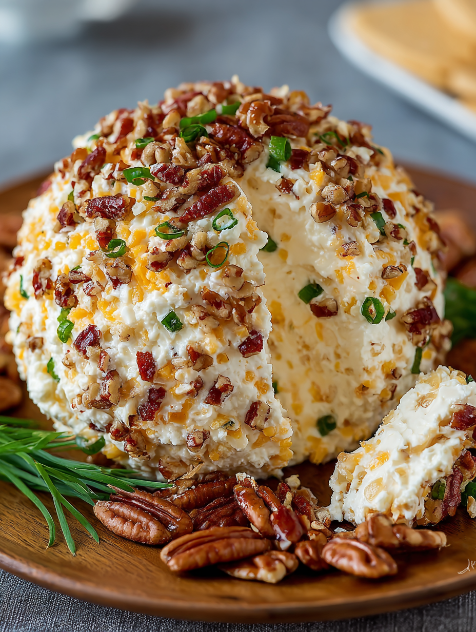 A cheese ball with pineapple on top.
