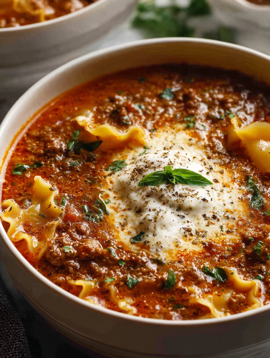 A bowl of soup with a piece of cheese on top.