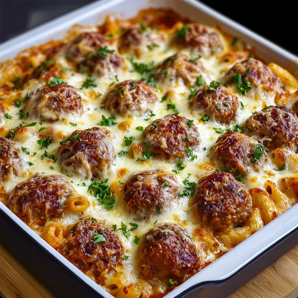 A pan of meatballs and cheese.