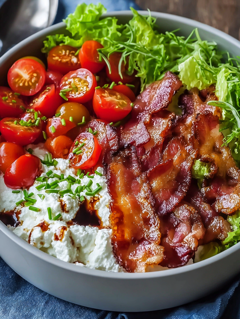 A bowl of BLT cottage cheese.