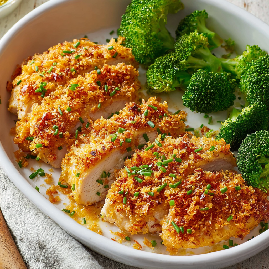 A plate of chicken and broccoli.