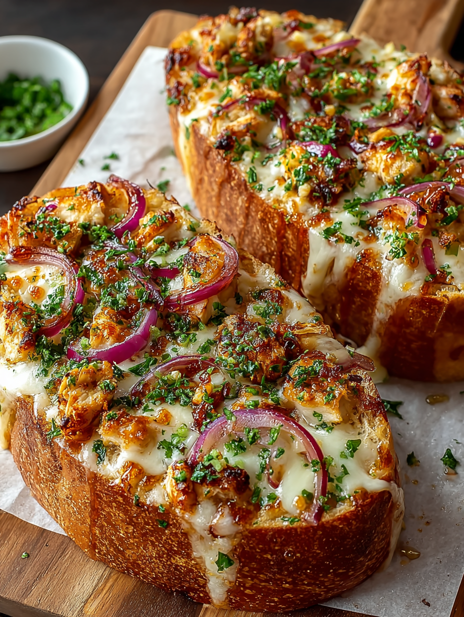 Two slices of garlic bread pizza.
