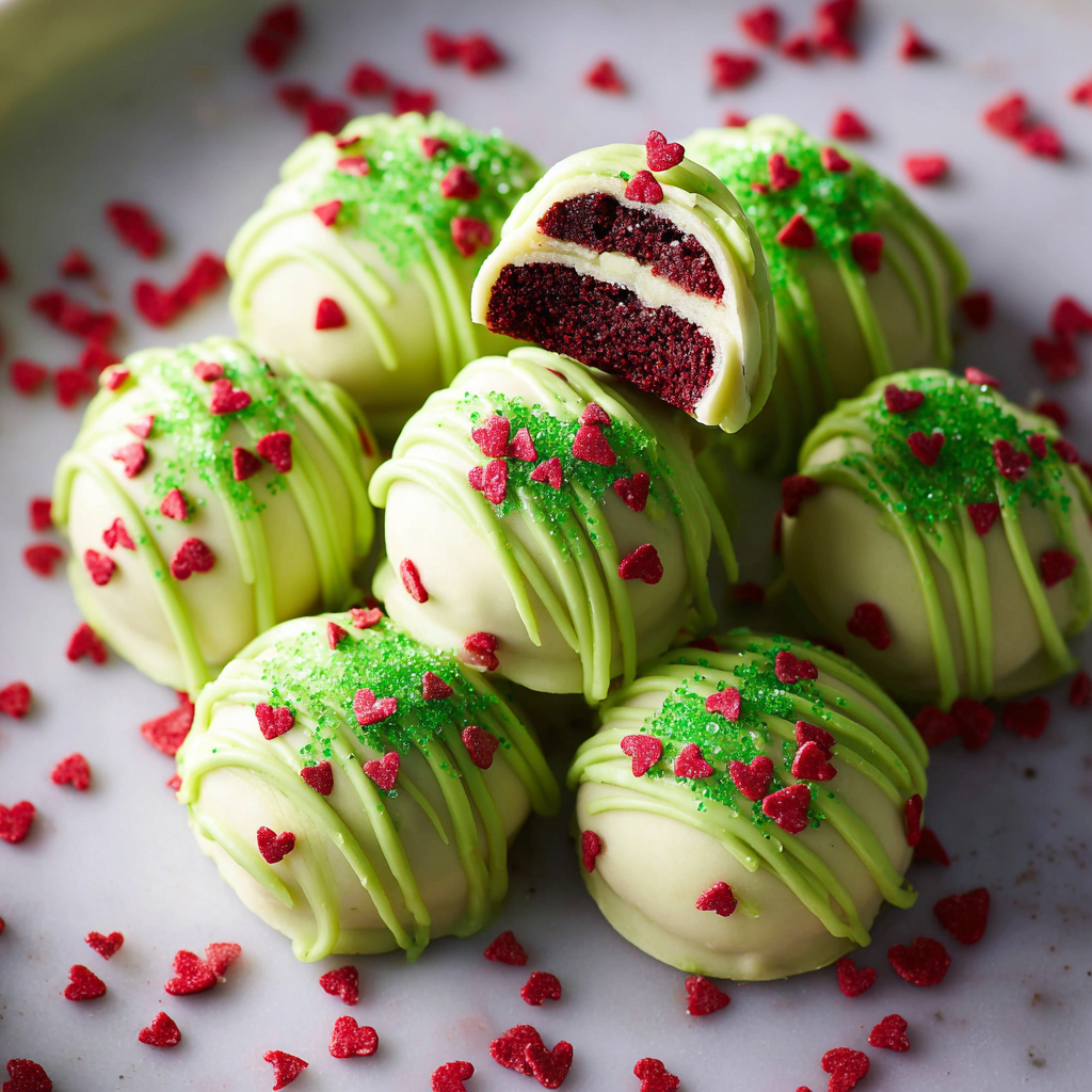 Grinchy Christmas Cake Bites.