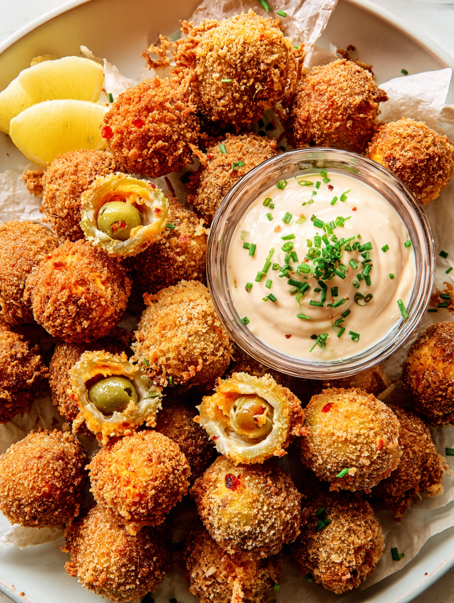 A plate of fried food with a dipping sauce.